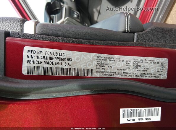 1C4RJHBG9PC601753 2023 JEEP GRAND CHEROKEE Red 