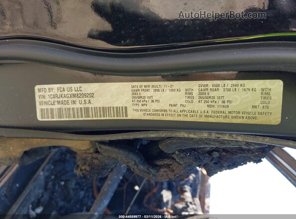 1C4RJKAGXM8209202 2021 JEEP GRAND CHEROKEE L Black Vista del compartimento del motor
