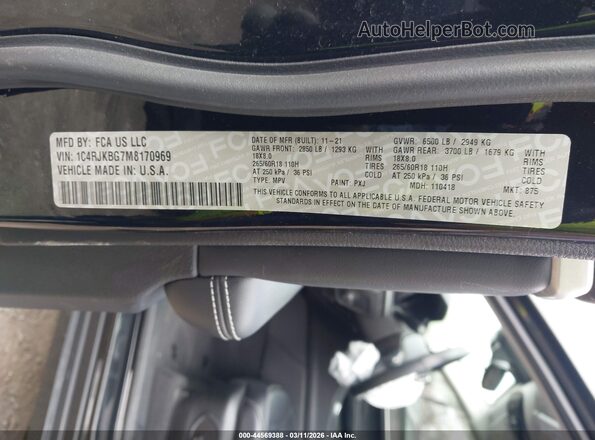 1C4RJKBG7M8170969 2021 JEEP GRAND CHEROKEE L Black Vista del compartimento del motor