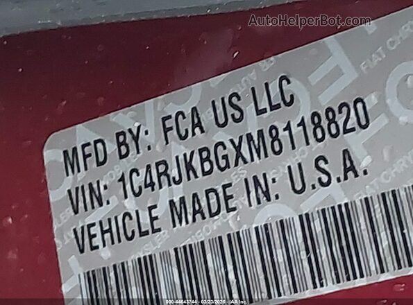 1C4RJKBGXM8118820 2021 JEEP GRAND CHEROKEE L Red Vista del compartimento del motor