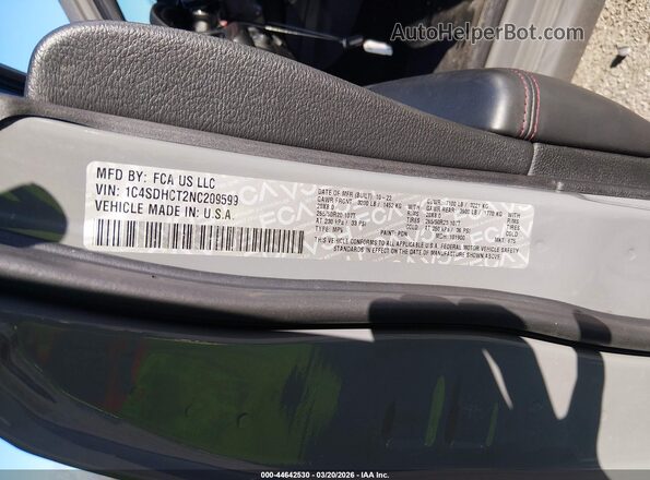 1C4SDHCT2NC209599 2022 DODGE DURANGO Gray Շարժիչի բաժամունքի տեսք