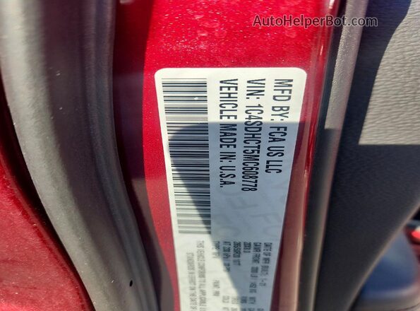 1C4SDHCT5MC608778 2021 DODGE DURANGO Red Вид наклейки з VIN-кодом