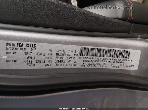 1C4SDJCT6JC282654 2018 DODGE DURANGO Серый Вид подкапотного пространства