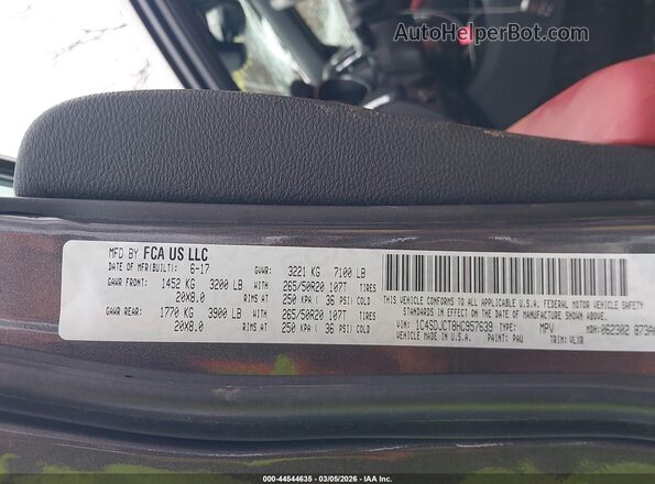 1C4SDJCT8HC957639 2017 DODGE DURANGO Gray Вид підкапотного простору