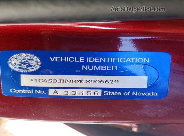 1C4SDJH98MC890662 2021 DODGE DURANGO Burgundy VIN կոդի պիտակի տեսք