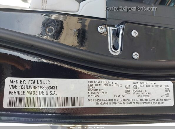 1C4SJVBP1PS553431 2023 JEEP WAGONEER Black Vista del compartimento del motor