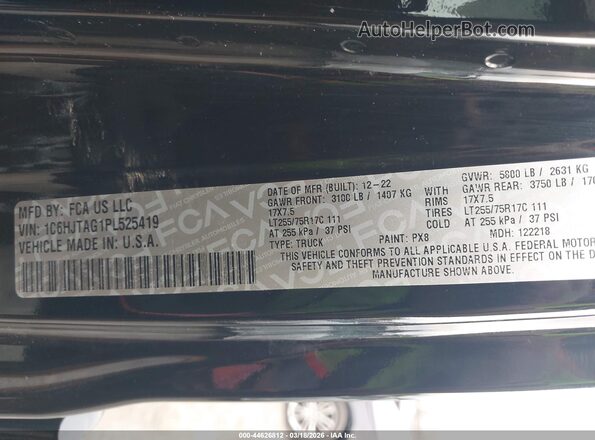 1C6HJTAG1PL525419 2023 JEEP GLADIATOR Black Вид підкапотного простору