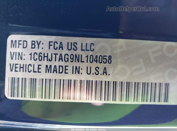 1C6HJTAG9NL104058 2022 JEEP GLADIATOR Black Вид підкапотного простору