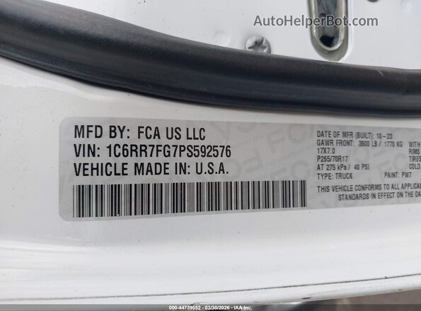 1C6RR7FG7PS592576 2023 RAM 1500 CLASSIC White Engine compartment view