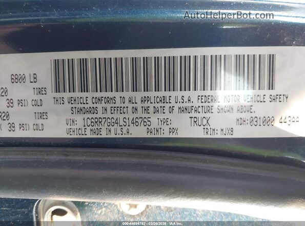 1C6RR7GG4LS146765 2020 RAM 1500 CLASSIC Blue 