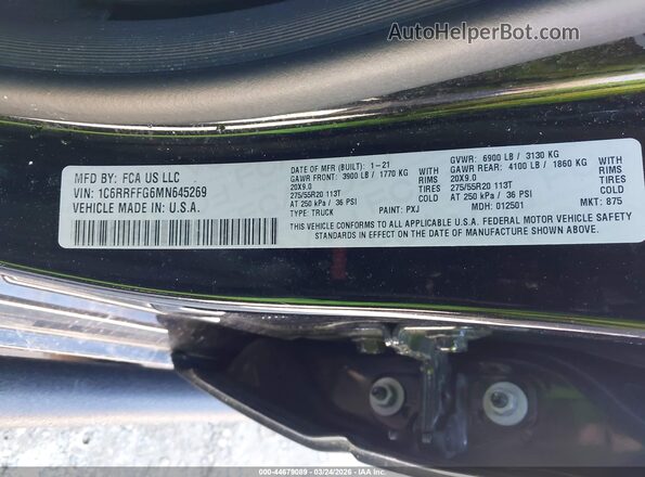 1C6RRFFG6MN645269 2021 RAM 1500 Black Вид підкапотного простору