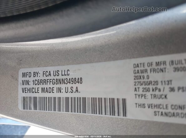 1C6RRFFG8NN349848 2022 RAM 1500 Silver ძრავის განყოფილების ხედი