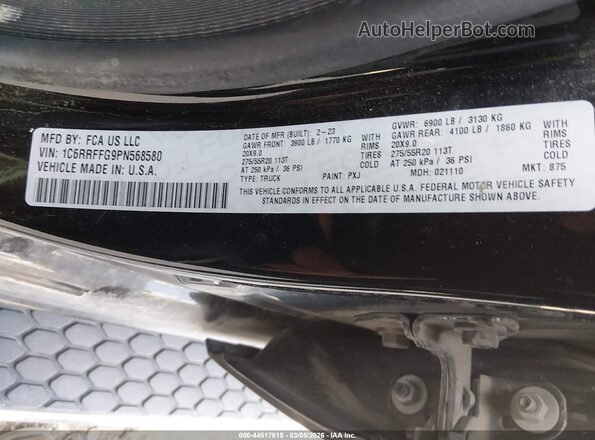1C6RRFFG9PN568580 2023 RAM 1500 Black ძრავის განყოფილების ხედი