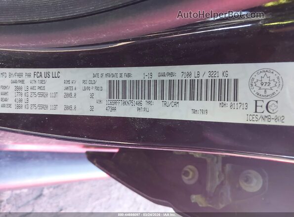 1C6SRFFT0KN751406 2019 RAM 1500 Черный 