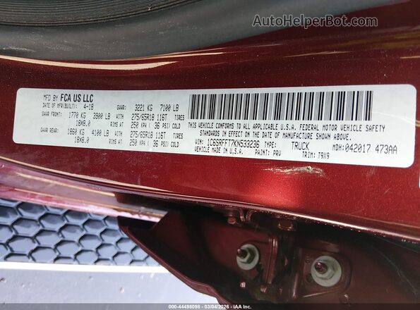 1C6SRFFT7KN533236 2019 RAM 1500 Red 