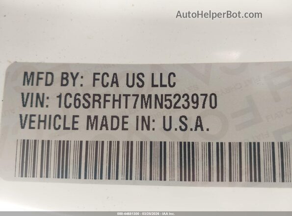 1C6SRFHT7MN523970 2021 RAM 1500 White 