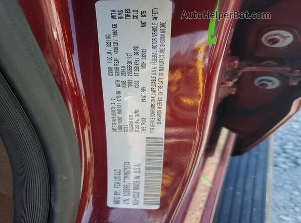 1C6SRFJT7MN676374 2021 RAM 1500 Burgundy VIN sticker view