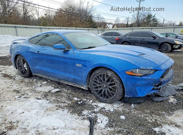 1FA6P8CF1M5156910 2021 FORD MUSTANG Синий Передняя правая четверть