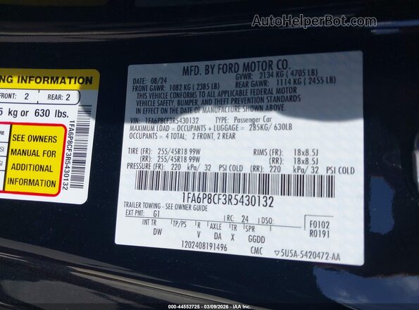 1FA6P8CF3R5430132 2024 FORD MUSTANG Black 