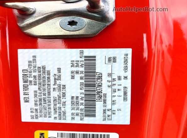 1FA6P8CF7M5128657 2021 FORD MUSTANG Красный Вид подкапотного пространства