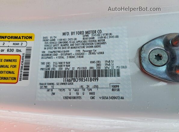 1FA6P8CF9R5418499 2024 FORD MUSTANG White Engine compartment view