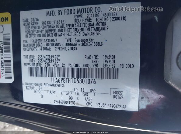 1FA6P8TH1G5301076 2016 FORD MUSTANG Black 