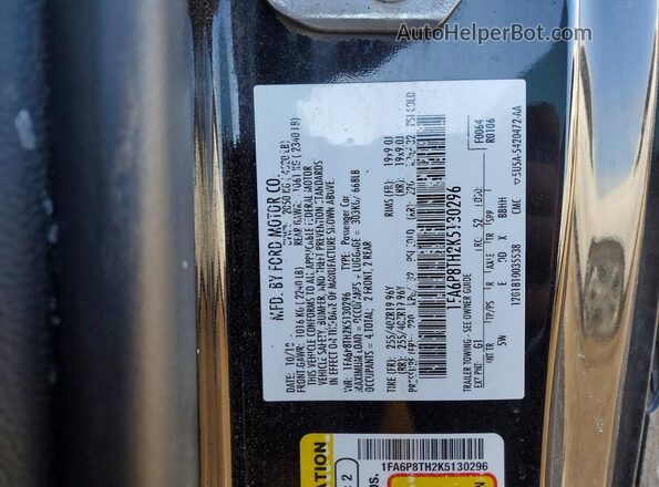 1FA6P8TH2K5130296 2019 FORD MUSTANG Black 