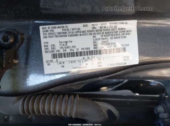 1FADP3E2XHL347943 2017 FORD FOCUS Gray 