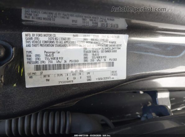 1FADP3L94GL241194 2016 FORD FOCUS ST Gray Вид підкапотного простору
