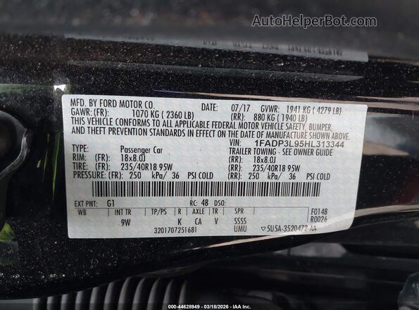 1FADP3L95HL313344 2017 FORD FOCUS ST Black Շարժիչի բաժամունքի տեսք