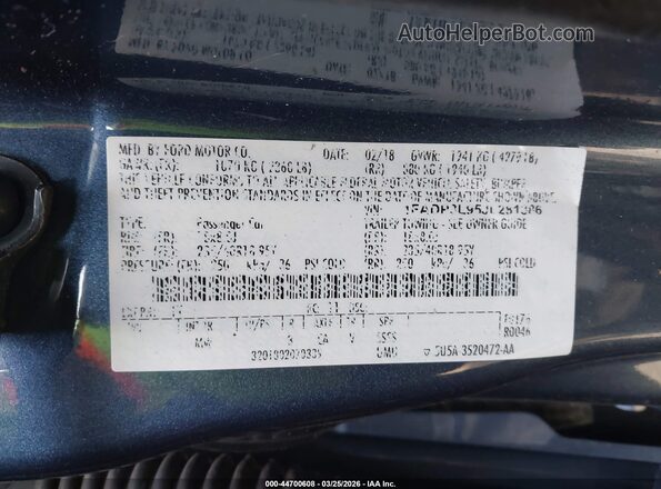 1FADP3L95JL281386 2018 FORD FOCUS ST Blue Vista del compartimento del motor