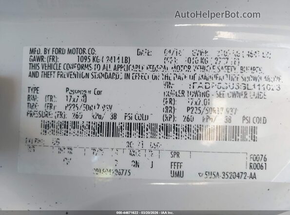 1FADP5BU5GL111023 2016 FORD C-MAX HYBRID White Vista del compartimento del motor