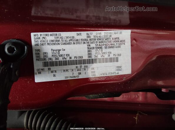 1FADP5DU9HL112075 2017 FORD C-MAX HYBRID Red 
