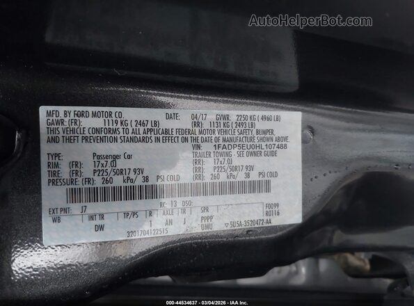 1FADP5EU0HL107488 2017 FORD C-MAX ENERGI Gray Вид підкапотного простору