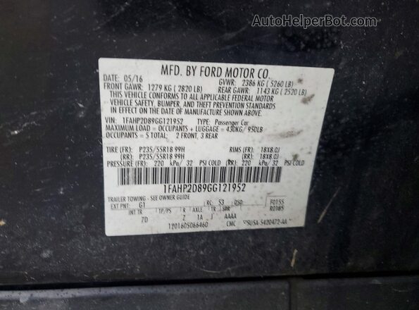 1FAHP2D89GG121952 2016 FORD TAURUS Black Вид підкапотного простору