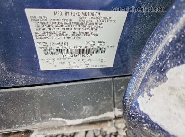 1FAHP2E8XGG107539 2016 FORD TAURUS Blue 