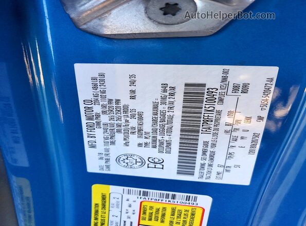 1FATP8FF1K5100493 2019 FORD MUSTANG Blue 