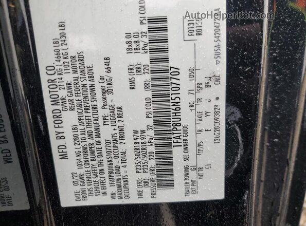 1FATP8UH6N5107707 2022 FORD MUSTANG Black ძრავის განყოფილების ხედი