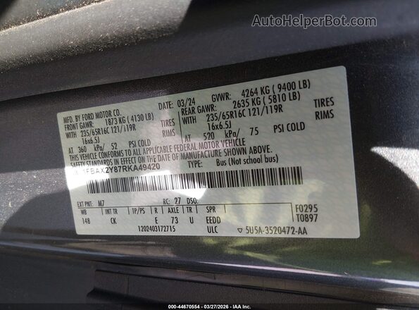 1FBAX2Y87RKA49420 2024 FORD PASSENGER Gray Engine compartment view