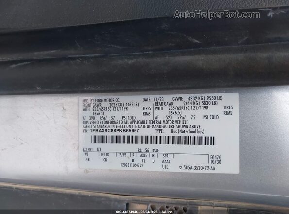 1FBAX9C88PKB65657 2023 FORD PASSENGER Silver 