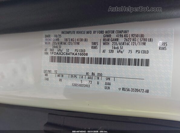 1FDAX2C84TKA16008 2026 FORD PASSENGER White 