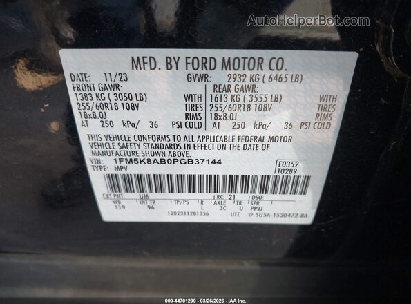 1FM5K8AB0PGB37144 2023 FORD POLICE INTERCEPTOR Black 
