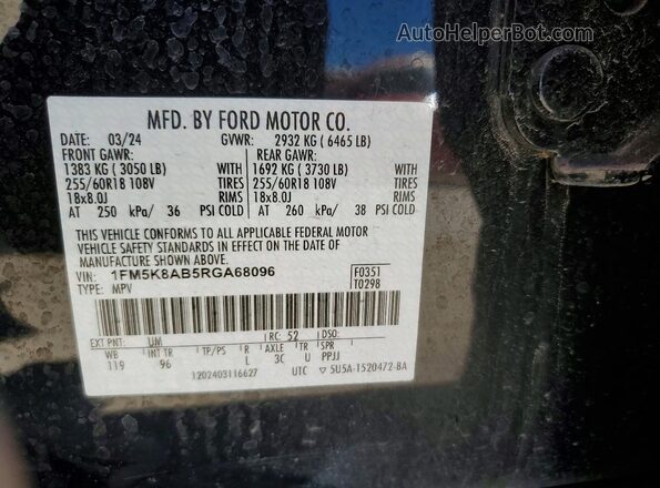 1FM5K8AB5RGA68096 2024 FORD FORD EXPLORER Black Vista del compartimento del motor
