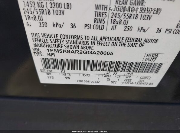 1FM5K8AR2GGA28665 2016 FORD UTILITY POLICE INTERCEPTOR Black Engine compartment view