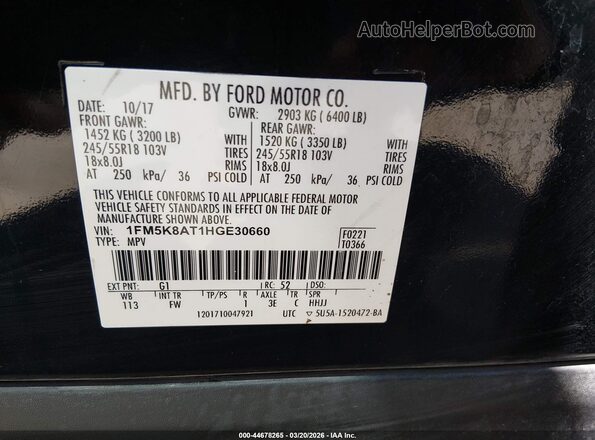 1FM5K8AT1HGE30660 2017 FORD UTILITY POLICE INTERCEPTOR Black Engine compartment view