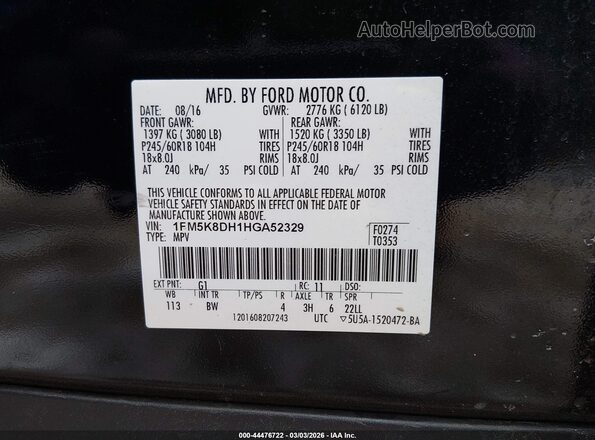1FM5K8DH1HGA52329 2017 FORD FORD EXPLORER Black Շարժիչի բաժամունքի տեսք