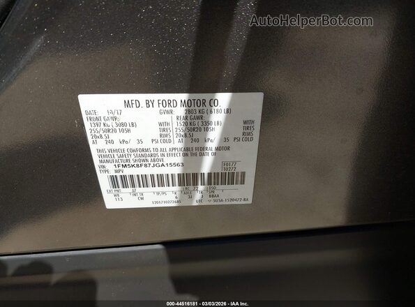1FM5K8F87JGA15563 2018 FORD FORD EXPLORER Gray ძრავის განყოფილების ხედი