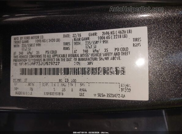 1FMCU0F73JUB79727 2018 FORD ESCAPE Gray Շարժիչի բաժամունքի տեսք