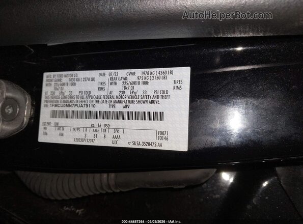 1FMCU0MN7PUA79110 2023 FORD ESCAPE Black Widok komory silnika