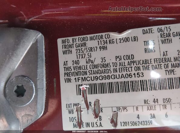 1FMCU9G98GUA06153 2016 FORD ESCAPE Red Շարժիչի բաժամունքի տեսք